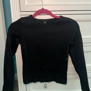 Aura Black Ribbed Knit Top